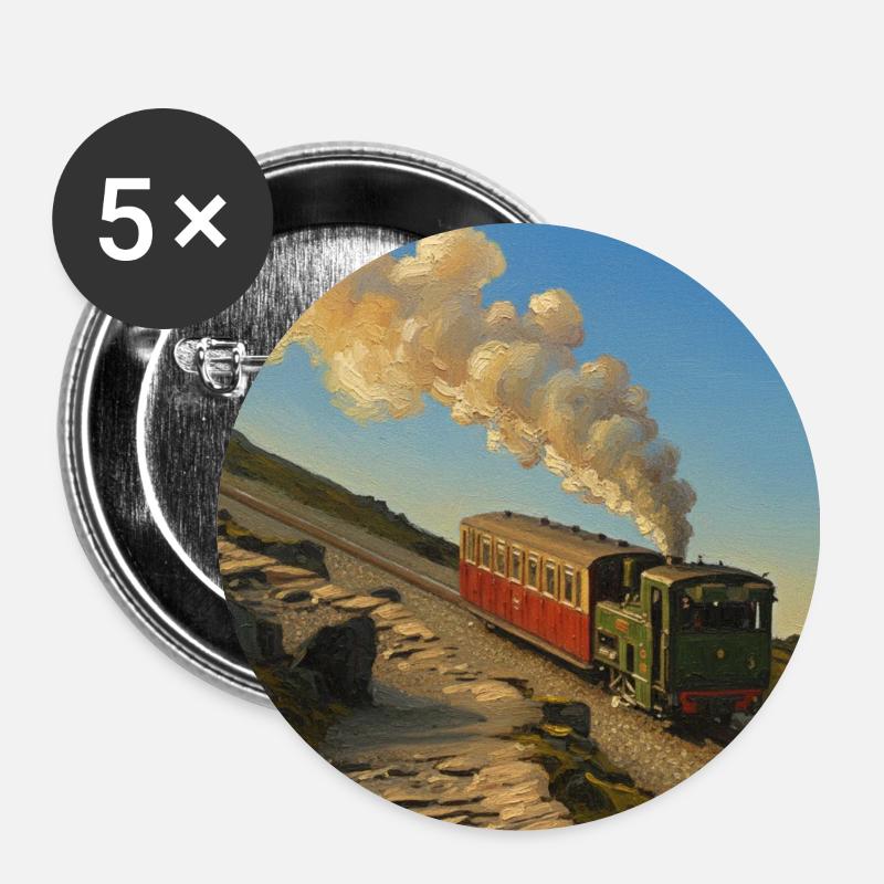 Snowdon Mountain Steam Engine - Buttons large 2.2''/56 mm (5-pack) - white