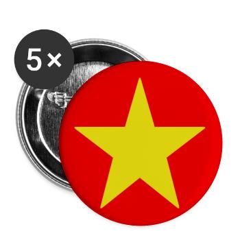 Drapeau vietnamien rouge avec étoile jaune - Lot de 5 grands badges (56 mm) - blanc - Devant