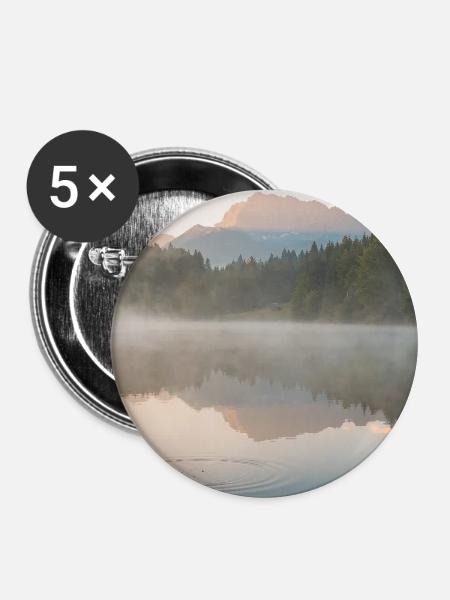 Morgennebel am stillen See - Buttons groß 56 mm (5er Pack) - Weiß