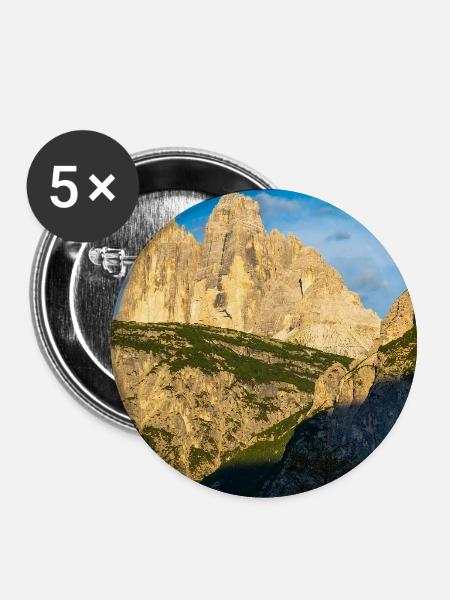 Drei Zinnen im Abendlicht - Buttons groß 56 mm (5er Pack) - Weiß