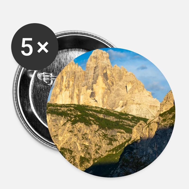 Three Peaks in the evening light - Buttons large 2.2''/56 mm (5-pack) - white