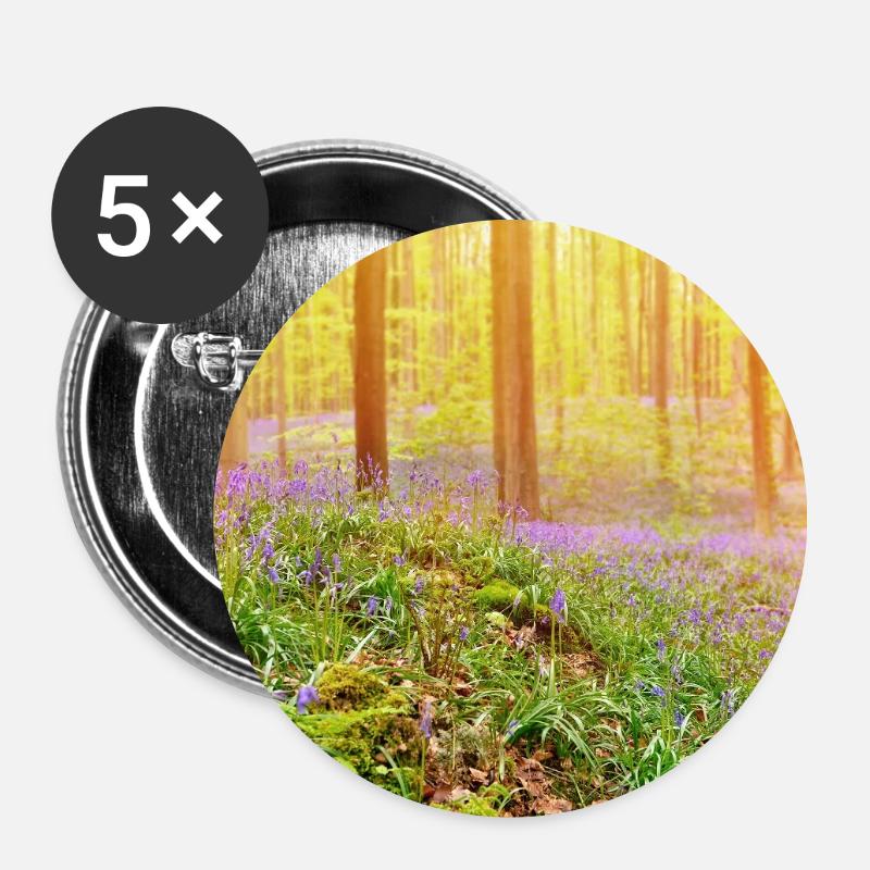 Sunlit Bluebell Forest Glow - Buttons large 2.2''/56 mm (5-pack) - white