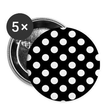 Noir-Polka-Punkte-Muster - Buttons groß 56 mm (5er Pack) - Weiß - Vorne