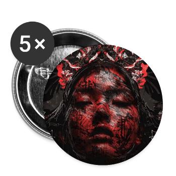 Asia Punk Art Samurai Kunst T-Shirt - Lot de 5 grands badges (56 mm) - blanc - Devant