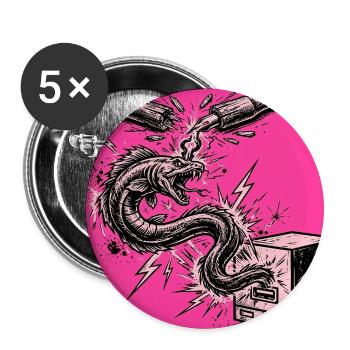 Anarchischer Aal fließt von Kugelschreiber in USB - Buttons groß 56 mm (5er Pack) - Weiß - Vorne