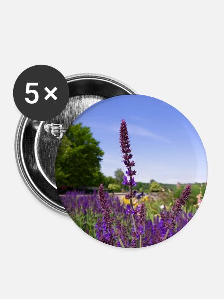 Blooming Lavender in Summer - Buttons groß 56 mm (5er Pack) - Weiß