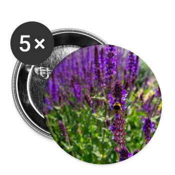Bumblebee on Purple Salvia Flowers - Buttons groß 56 mm (5er Pack) - Weiß - Vorne