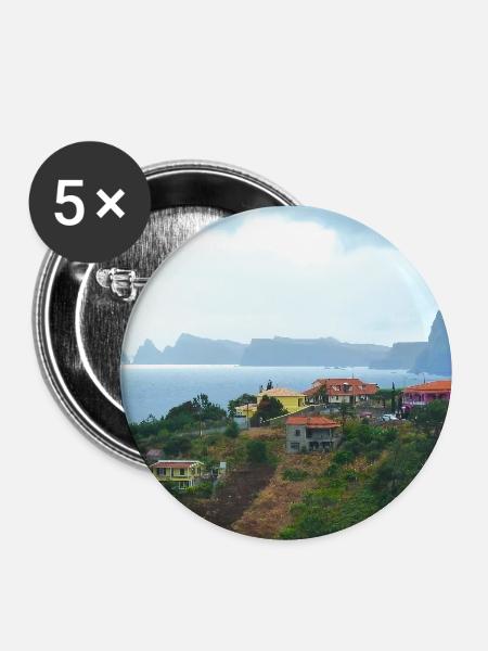 Madeiras steile Idylle - Buttons groß 56 mm (5er Pack) - Weiß