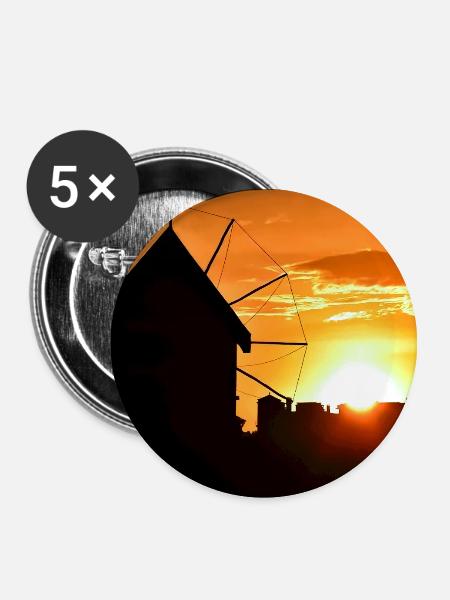 Windmühle bei Sonnenuntergang - Buttons groß 56 mm (5er Pack) - Weiß