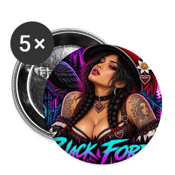 Neon Schwarzwald Pinup - Buttons groß 56 mm (5er Pack) - Weiß - Vorne