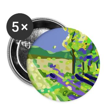 Impressionistische Sonnenlandschaft - Buttons groß 56 mm (5er Pack) - Weiß - Vorne