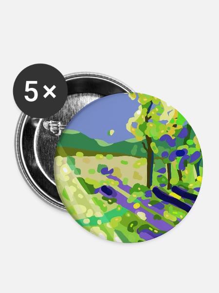 Impressionistische Sonnenlandschaft - Buttons groß 56 mm (5er Pack) - Weiß