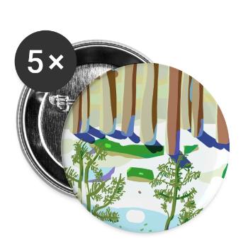 Winterwaldimpressionismus - Buttons groß 56 mm (5er Pack) - Weiß - Vorne