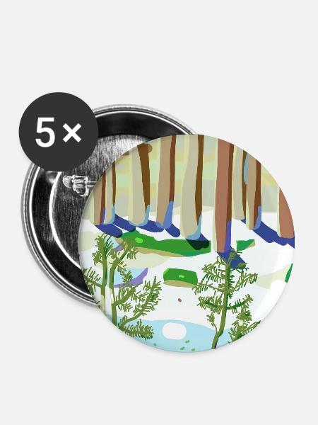 Winterwaldimpressionismus - Buttons groß 56 mm (5er Pack) - Weiß