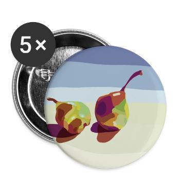 Bunte Birnen auf einer Strandlandschaft - Buttons groß 56 mm (5er Pack) - Weiß - Vorne
