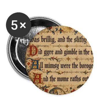 Mittelalterlicher Illumined Jabberwocky - Buttons groß 56 mm (5er Pack) - Weiß - Vorne