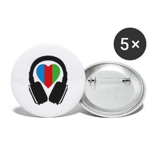 Silent Disco Herz RGB - Buttons groß 56 mm (5er Pack)