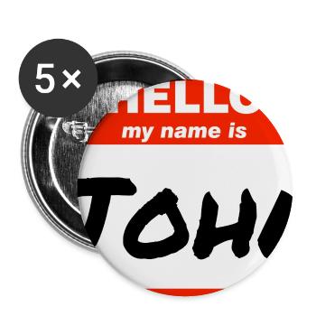 Bonjour, je m’appelle John Étiquette Étiquette Étiquette - Lot de 5 grands badges (56 mm) - blanc - Devant