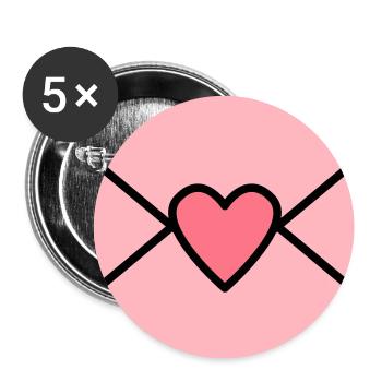 Liebesbrief mit Herz - Buttons groß 56 mm (5er Pack) - Weiß - Vorne