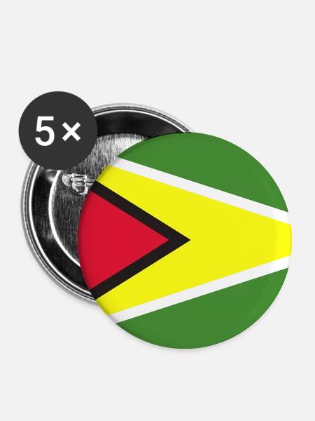 Flagge von Guyana - Buttons groß 56 mm (5er Pack) - Weiß
