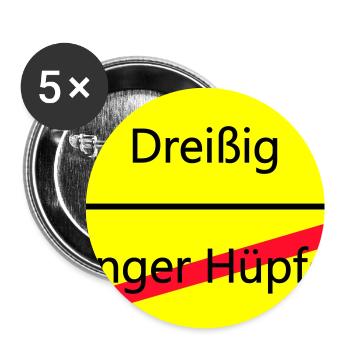 Warnschild Humor: Junger Hüpfler - Buttons groß 56 mm (5er Pack) - Weiß - Vorne