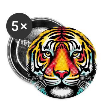 Tiger Pop Art - Buttons groß 56 mm (5er Pack) - Weiß - Vorne