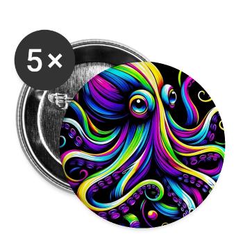 Krake - Buttons groß 56 mm (5er Pack) - Weiß - Vorne