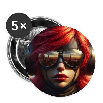 Red-haired aviator - Buttons large 2.2''/56 mm (5-pack) - white - Front