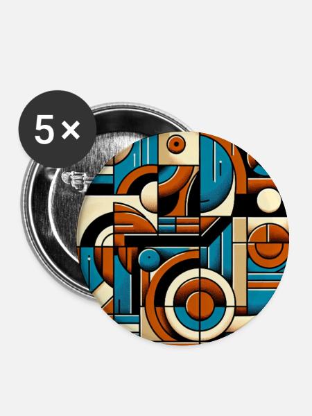 Retro Muster - Buttons groß 56 mm (5er Pack) - Weiß