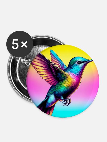 Kolibri - Buttons groß 56 mm (5er Pack) - Weiß