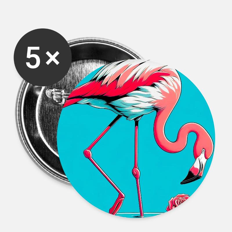 Flamingo - Buttons groß 56 mm (5er Pack) - Weiß