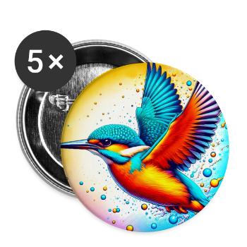 martin-pêcheur - Lot de 5 grands badges (56 mm) - blanc - Devant