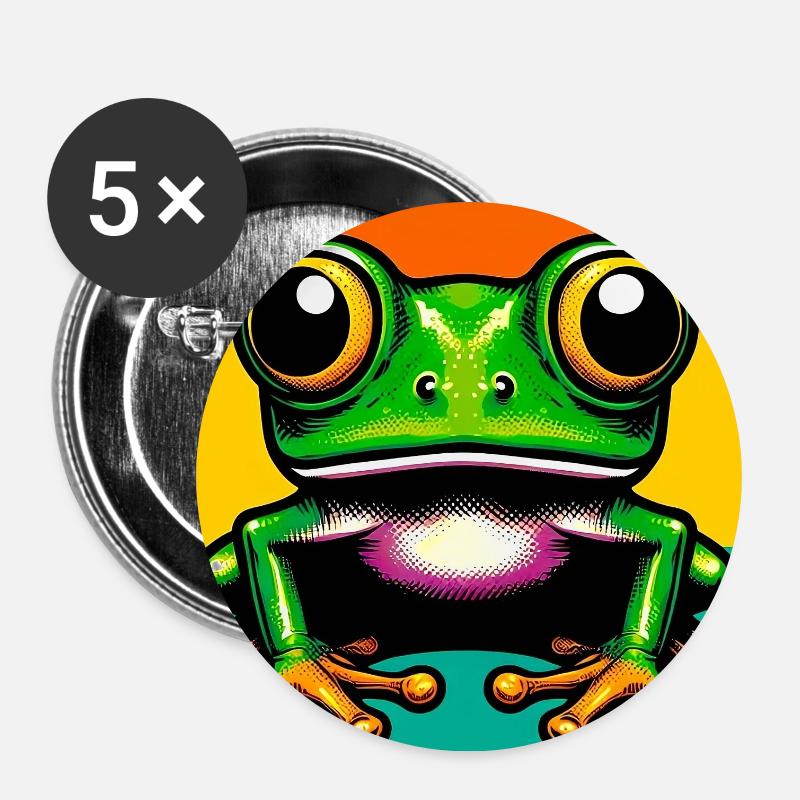 Frosch - Buttons groß 56 mm (5er Pack) - Weiß