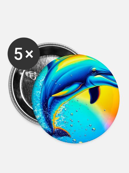 Delfin - Buttons groß 56 mm (5er Pack) - Weiß