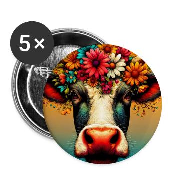 cow - Buttons large 2.2''/56 mm (5-pack) - white - Front