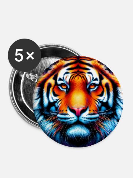 Tiger - Buttons groß 56 mm (5er Pack) - Weiß