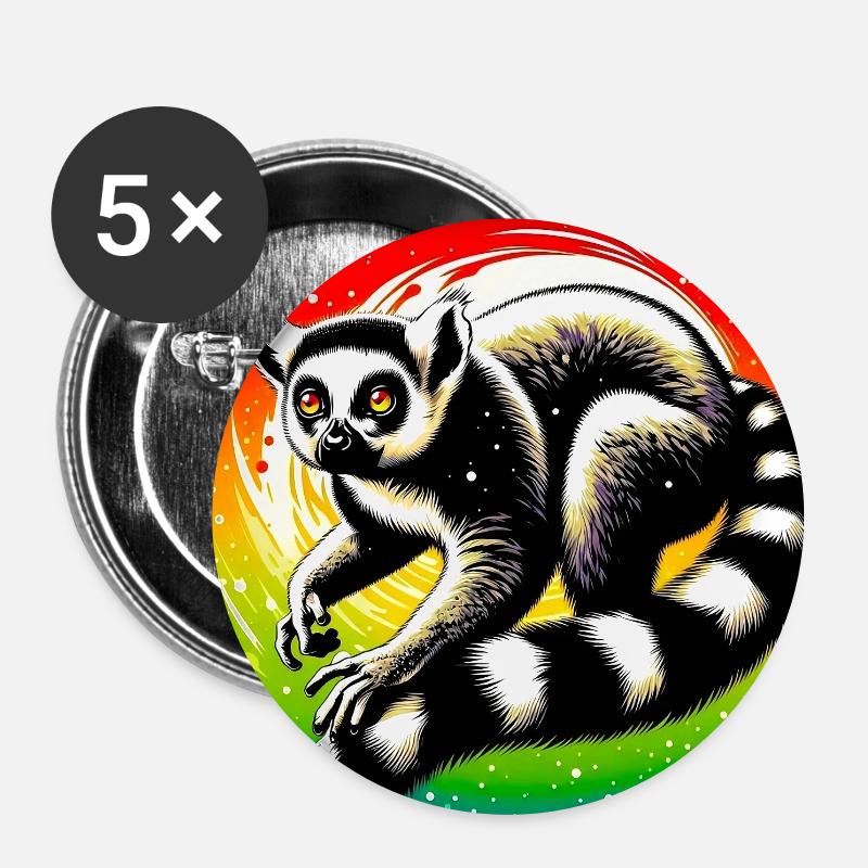 Lemur - Buttons groß 56 mm (5er Pack) - Weiß
