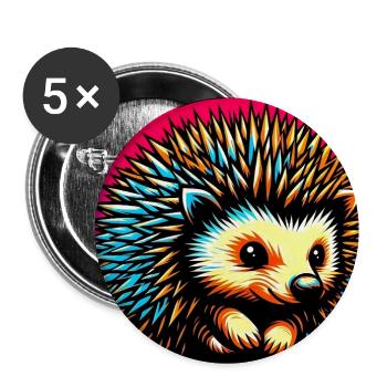 hérisson - Lot de 5 grands badges (56 mm) - blanc - Devant