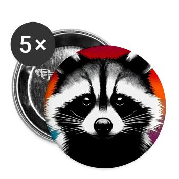 Raton laveur - Lot de 5 grands badges (56 mm) - blanc - Devant