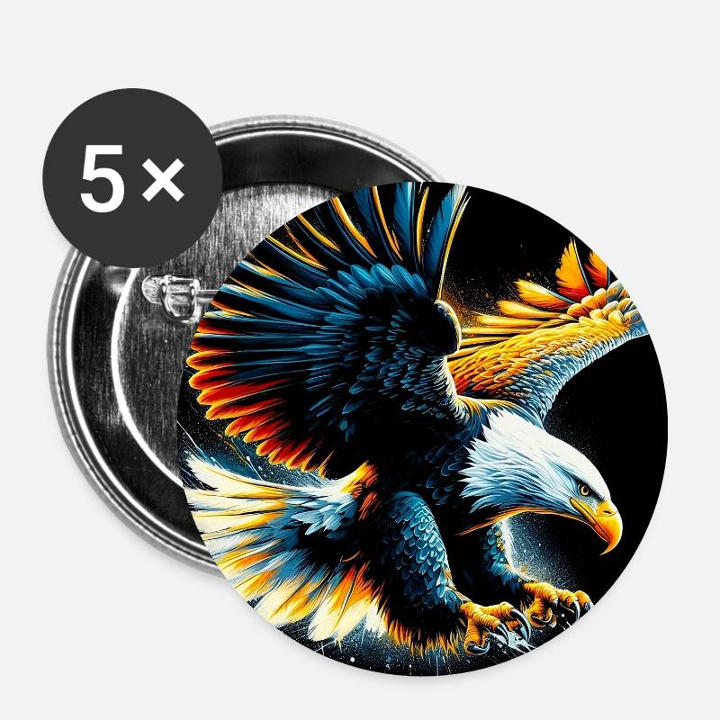 Adler - Buttons groß 56 mm (5er Pack) - Weiß