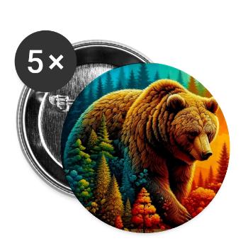 ours - Lot de 5 grands badges (56 mm) - blanc - Devant