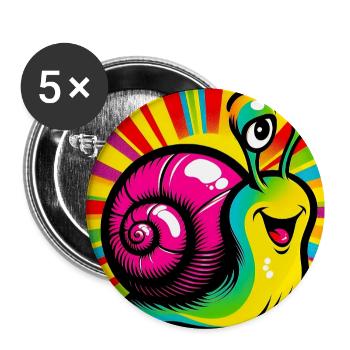 Schnecke - Buttons groß 56 mm (5er Pack) - Weiß - Vorne
