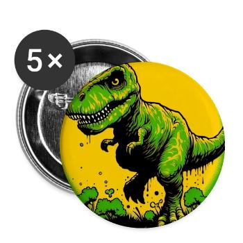 Dinosaurier - Buttons groß 56 mm (5er Pack) - Weiß - Vorne