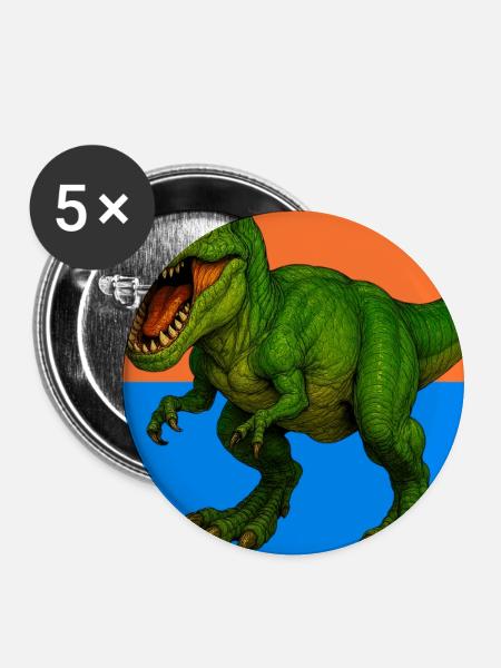 Dinosaurier - Buttons groß 56 mm (5er Pack) - Weiß