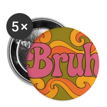 Bruh Psychedelic Swirl - Buttons groß 56 mm (5er Pack) - Weiß - Vorne