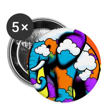 Elephant with Cloud and Clouds - Buttons large 2.2''/56 mm (5-pack) - white - Front