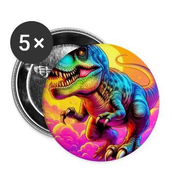 dinosaure - Lot de 5 grands badges (56 mm) - blanc - Devant