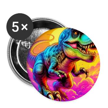 dinosaure - Lot de 5 grands badges (56 mm) - blanc - Devant