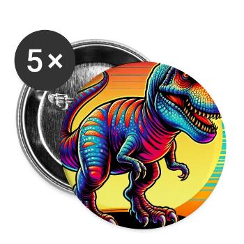 dinosaure - Lot de 5 grands badges (56 mm) - blanc - Devant