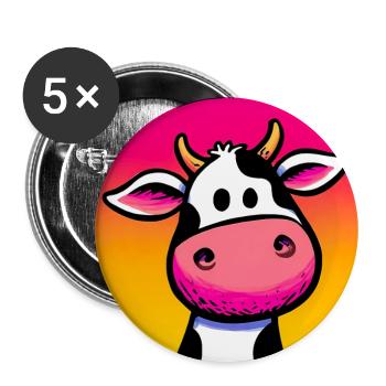 Kuh - Buttons groß 56 mm (5er Pack) - Weiß - Vorne